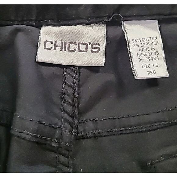 Chico’s Black Velvet Pants Women’s Sz 1.5 (M/L) Bootcut High Rise Regular EUC - Picture 6 of 6